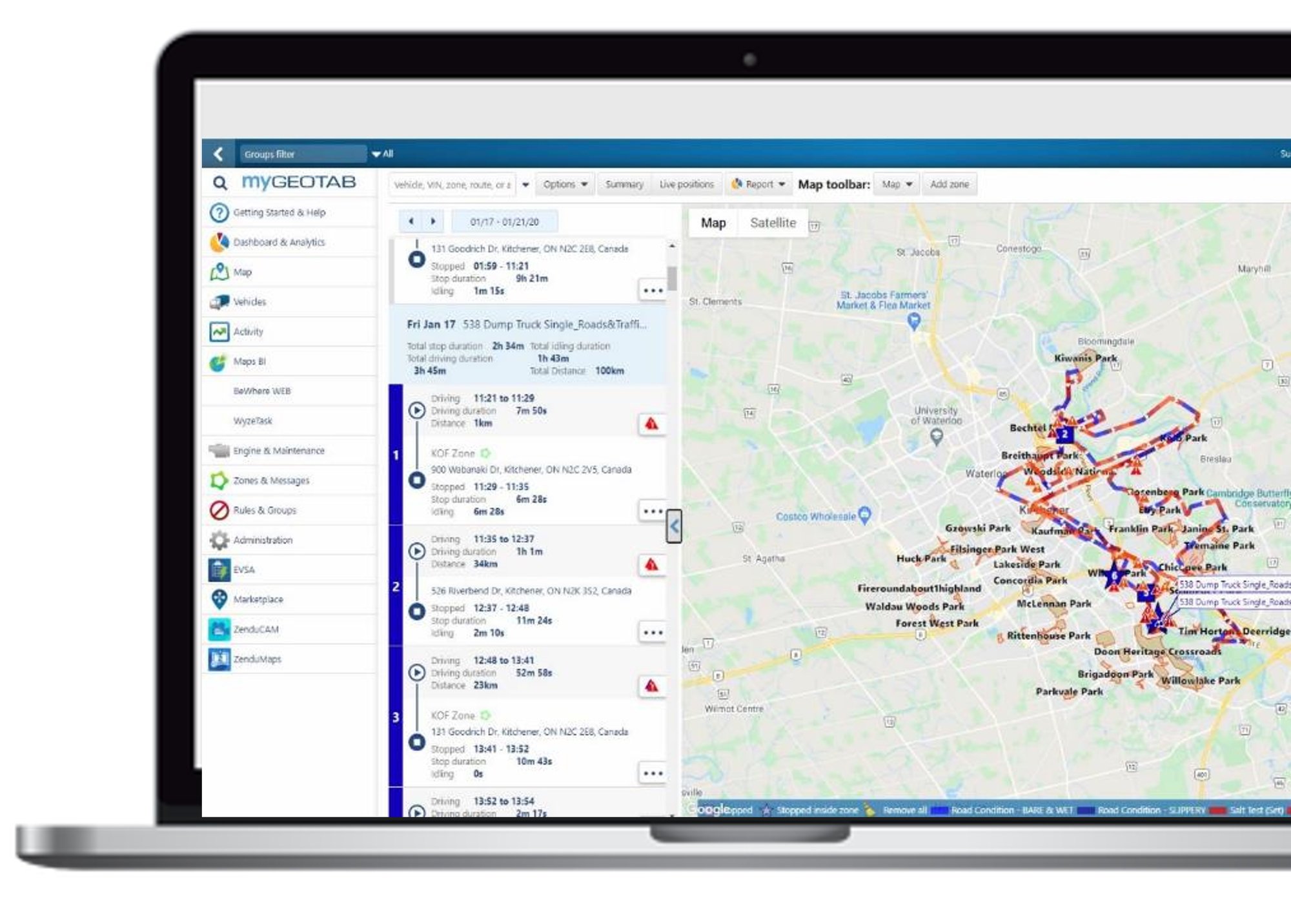 MyGeotab Plow Pilot interface